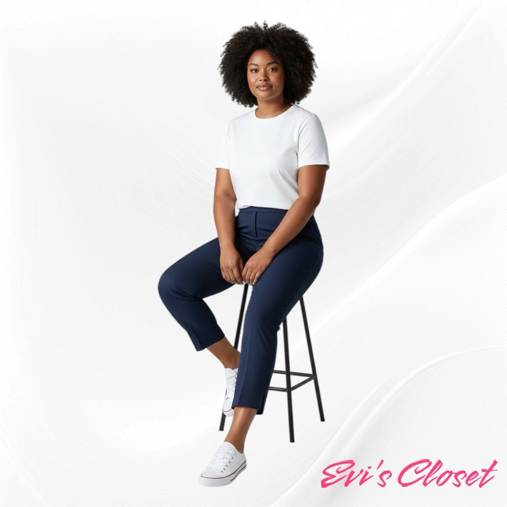 Charter Club Slim It Up Plus Cropped Pants Women’s 22W Navy Cotton